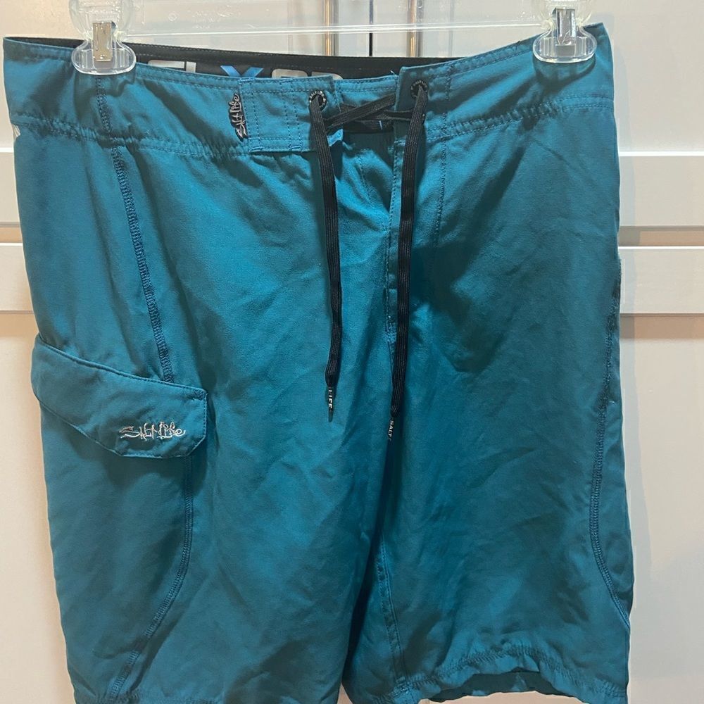 Salt Life Mens SLX/OD Board-shorts Size 30 Surf Skull Print Blue